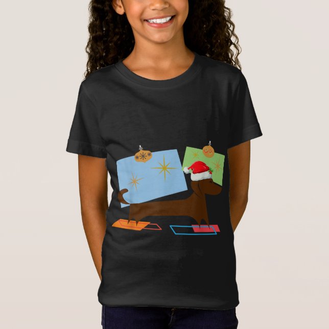 Camiseta Dachshund Wiener Dog Retro Mediano Siglo de Chris  (Anverso)