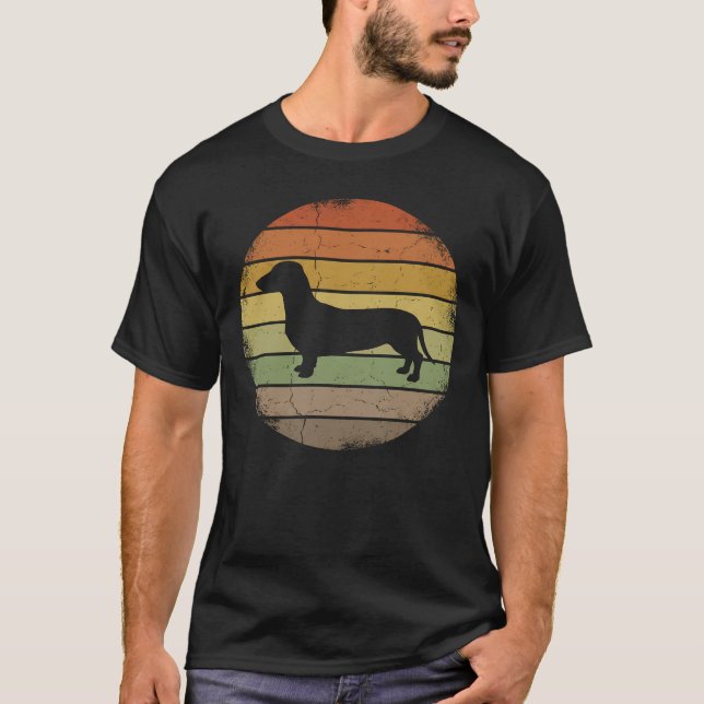 Camiseta Dachshund Wiener Dog Retro Vintage Sunset (Anverso)