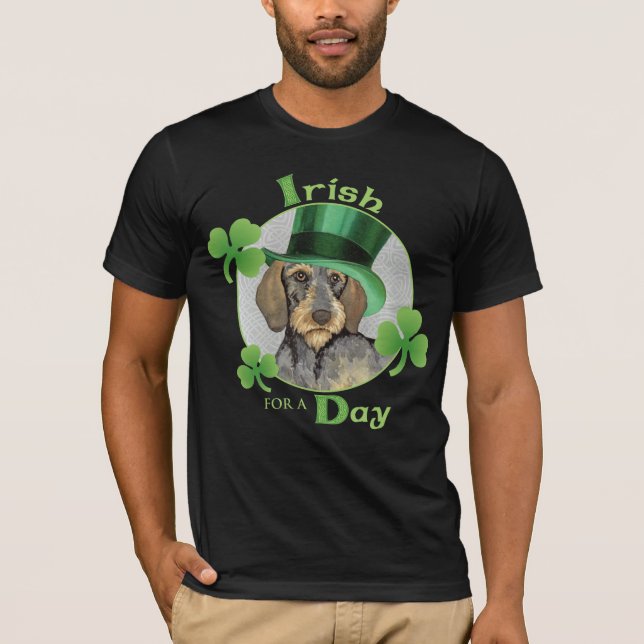 Camiseta Dachshund Wirehaired del día de St Patrick (Anverso)