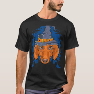 Camiseta Dachshund Witch Halloween Sausage Wiener Dog