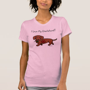 Camiseta Dachshund y un dibujo animado de la flor