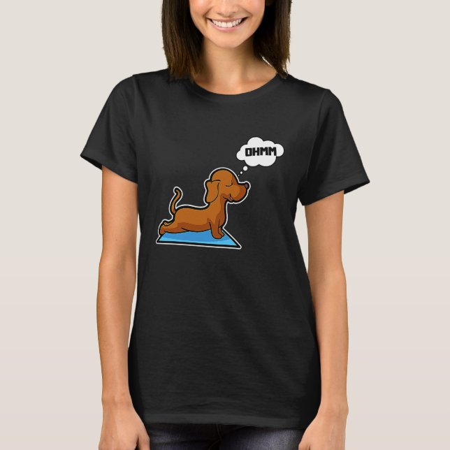 Camiseta Dachshund Yoga Poses Sport Gymnastics Ohmmm Heartb (Anverso)