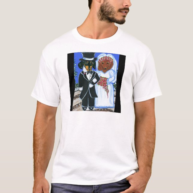Camiseta Dachshunds de boda (Anverso)