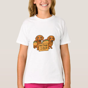 Camiseta Dachshunds de dibujos animados como hot dogs