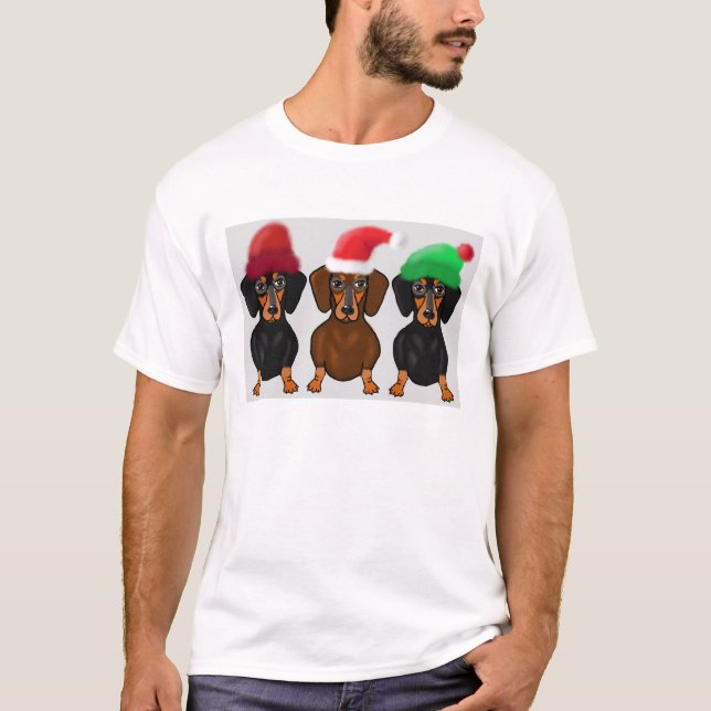 Camiseta Dachshunds de las Felices Navidad (Anverso)