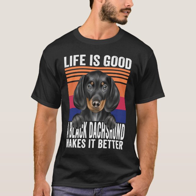 Camiseta Dachshunds Makes Your Life Good Vintage (Anverso)
