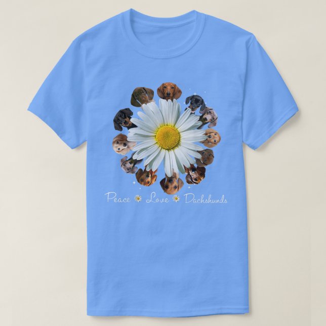 Camiseta Dachshunds Perros Paz Amor Daisy Dachshunds Mamá  (Diseño del anverso)