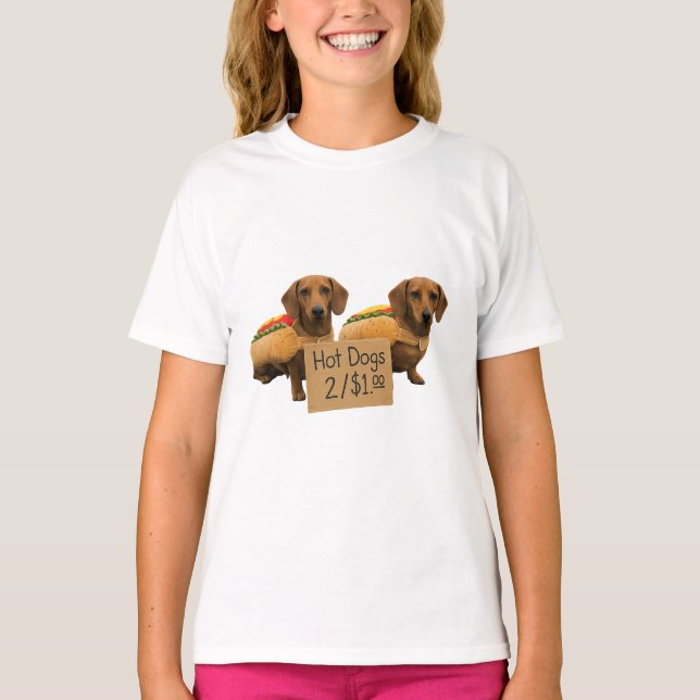 Camiseta Dachshunds sold as hot dogs (Anverso)