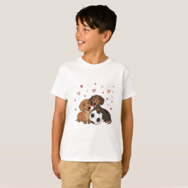 Camiseta Dachshunds with soccer ball for Valentine's Day