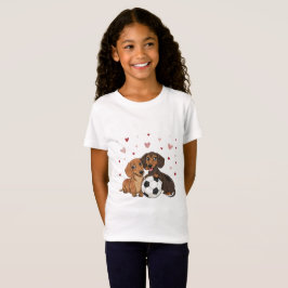 Camiseta Dachshunds with soccer ball for Valentine's Day