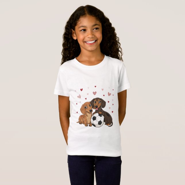 Camiseta Dachshunds with soccer ball for Valentine's Day (Anverso completo)