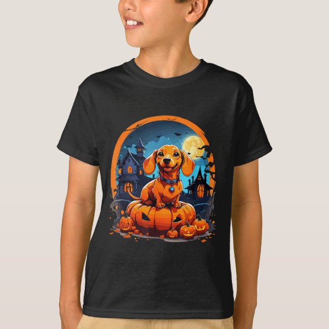 Camiseta dachsund de Halloween  (Anverso)