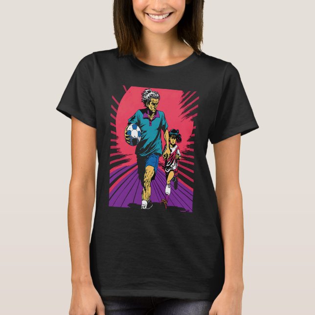 Camiseta Dad and Daughter Playing Football Retro Pop Footba (Anverso)
