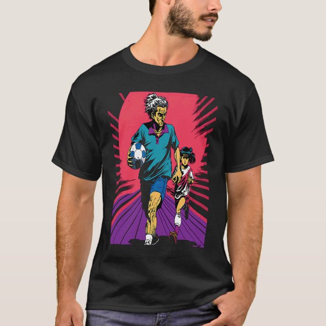 Camiseta Dad and Daughter Playing Football Retro Pop Footba (Anverso)