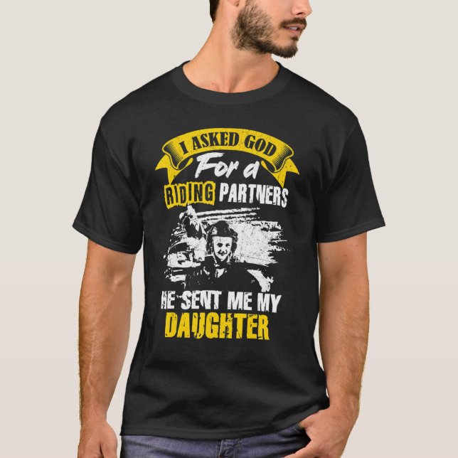 Camiseta Dad And Daughter Riding Partners  Father Day Prese (Anverso)