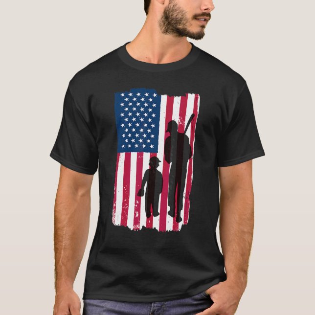 Camiseta Dad And Son Batter & Pitcher Baseball Player Ameri (Anverso)