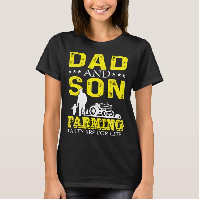 Camiseta Dad And Son Farming Partners For Life  Cool Farmer (Anverso)