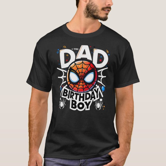 Camiseta Dad Birthday Boy Spider Family Matching (Anverso)