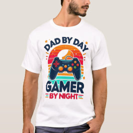 Camiseta Dad By Day Gamer By Night: Retro Sunset Controller
