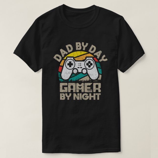 Camiseta Dad By Day Gamer By Night Video Gamer Regalos De J (Diseño del anverso)