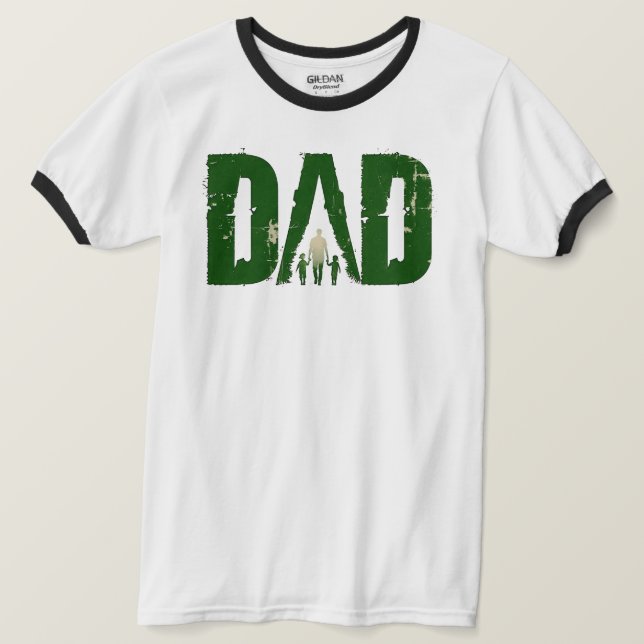 Camiseta DAD Caminando con niños Ringer T-Shirt (Anverso del diseño)