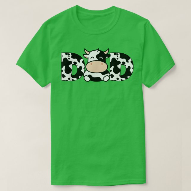Camiseta Dad Cow Print Black White  Loves Cows Fathers Farm (Diseño del anverso)
