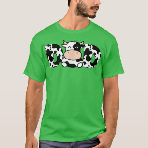 Camiseta Dad Cow Print Black White Loves Cows Fathers Farm