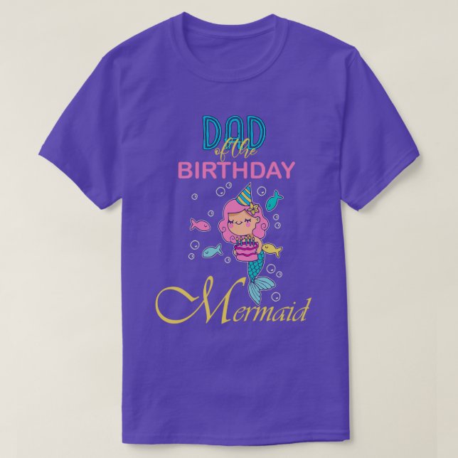 Camiseta DAD de la sirena de cumpleaños 3 (Diseño del anverso)