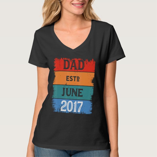 Camiseta Dad Est Jun 2017 Proud Papa Grandpa Best Daddy Leg (Anverso)