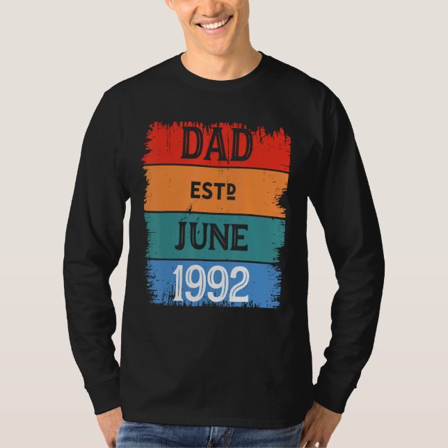 Camiseta Dad Est June 1992 Proud Papa Grandpa Best Daddy Le (Anverso)