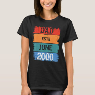Camiseta Dad Est June 2000 Proud Papa Grandpa Best Daddy Le