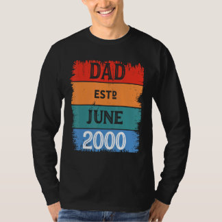 Camiseta Dad Est June 2000 Proud Papa Grandpa Best Daddy Le