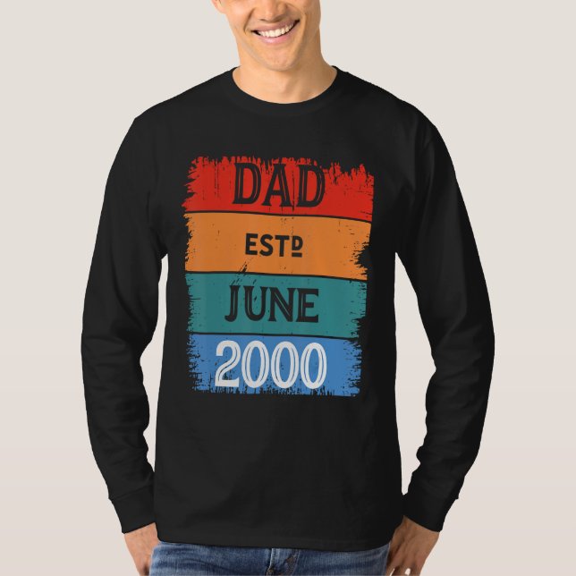 Camiseta Dad Est June 2000 Proud Papa Grandpa Best Daddy Le (Anverso)