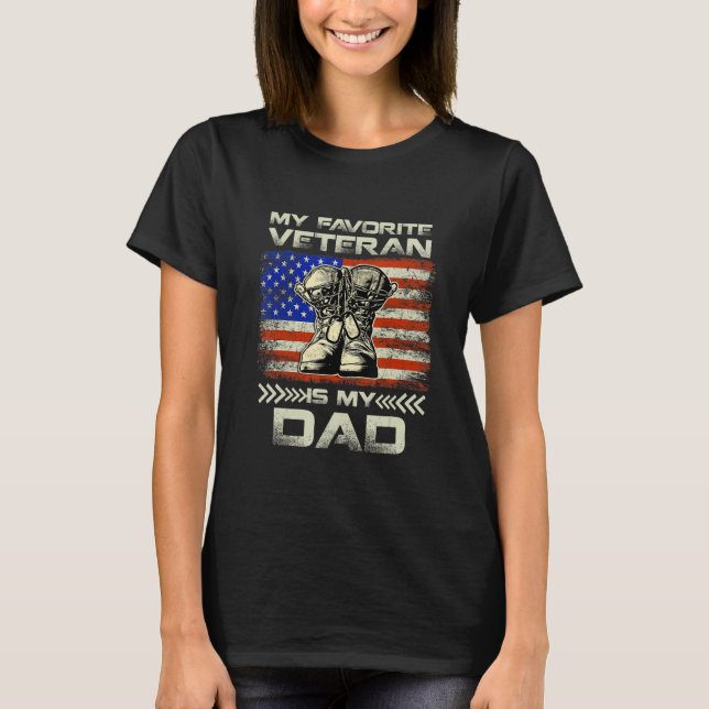 Camiseta Dad Father's Day My Favorite Veteran Is My Father  (Anverso)