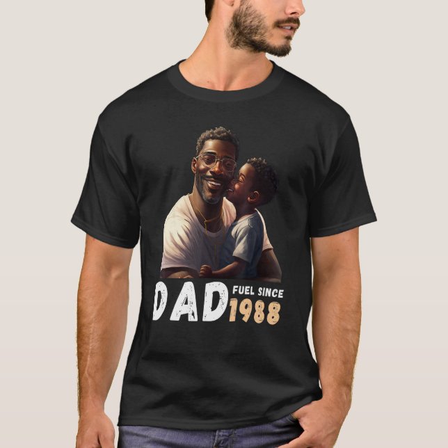 Camiseta Dad Fuel Since 1988 Quote Black King Magic Fathers (Anverso)