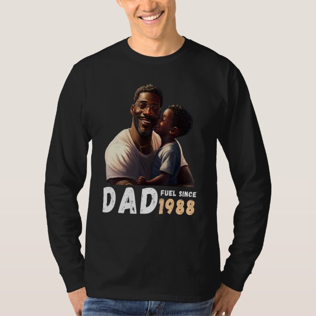 Camiseta Dad Fuel Since 1988 Quote Black King Magic Fathers (Anverso)