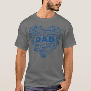 Camiseta Dad Heart Word Cloud Blue