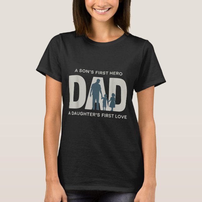 Camiseta Dad Holding Kids Family Silhouette Father Quote  (Anverso)