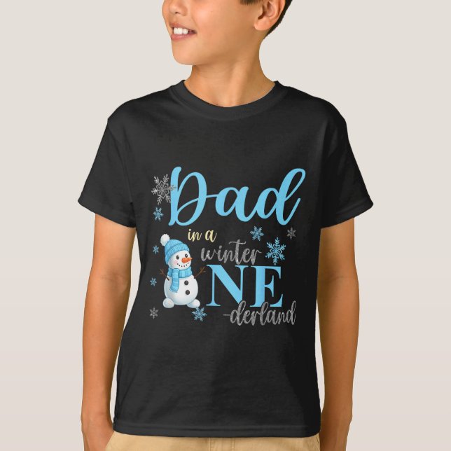 Camiseta Dad In A Winter Onederland Birthday Boy Girl Cute  (Anverso)