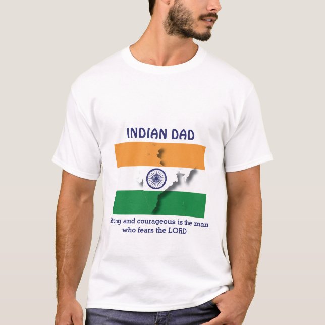 Camiseta DAD INDIA Fuerte y valiente personalizada (Anverso)