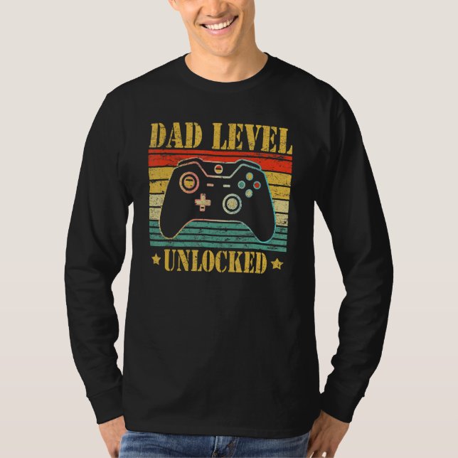 Camiseta Dad Level Unlocked 2023 Gamer Pregnancy Soon To Be (Anverso)