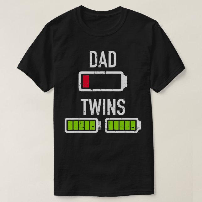 Camiseta Dad low battery twins full battery  (Diseño del anverso)