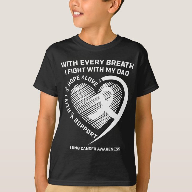 Camiseta Dad Lung Cancer Awareness Gifts White Ribbon Lung (Anverso)