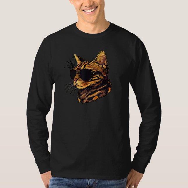 Camiseta Dad Mom Cat Sunglasses  Bengal Cat (Anverso)