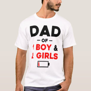Camiseta Dad Of 1 Boy 2 Girls Low Battery
