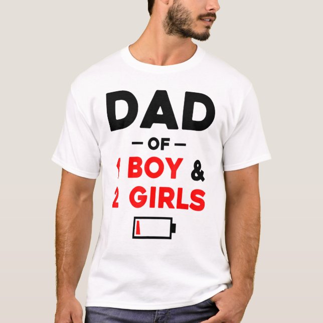 Camiseta Dad Of 1 Boy 2 Girls Low Battery (Anverso)