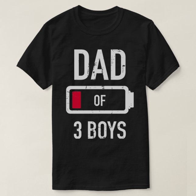 Camiseta Dad of 3 three boys low battery gift for father's  (Diseño del anverso)