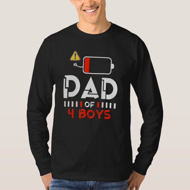 Camiseta Dad of 4 Boys Fathers Day Daughter Son Family Low  (Anverso)