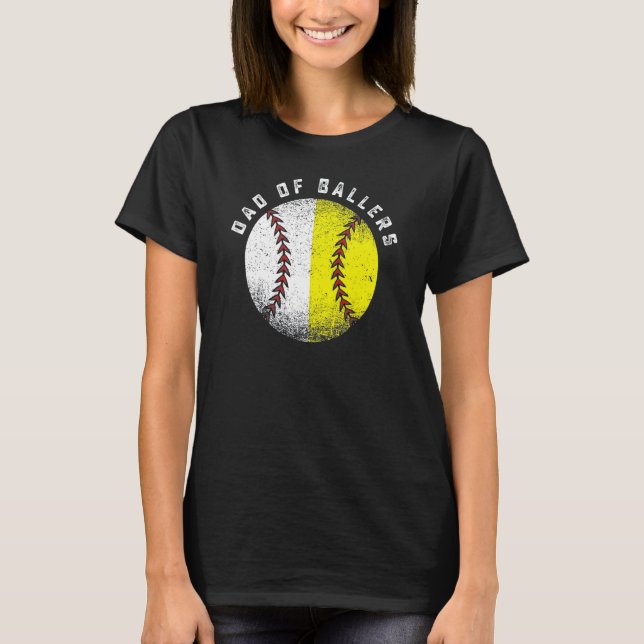Camiseta Dad Of Ballers Baseball Softball  Father s Day (Anverso)