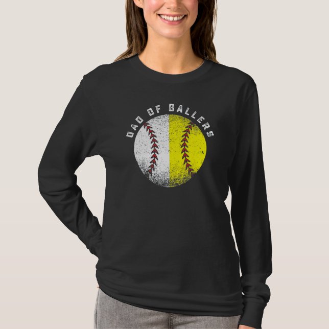 Camiseta Dad Of Ballers Baseball Softball  Father s Day (Anverso)